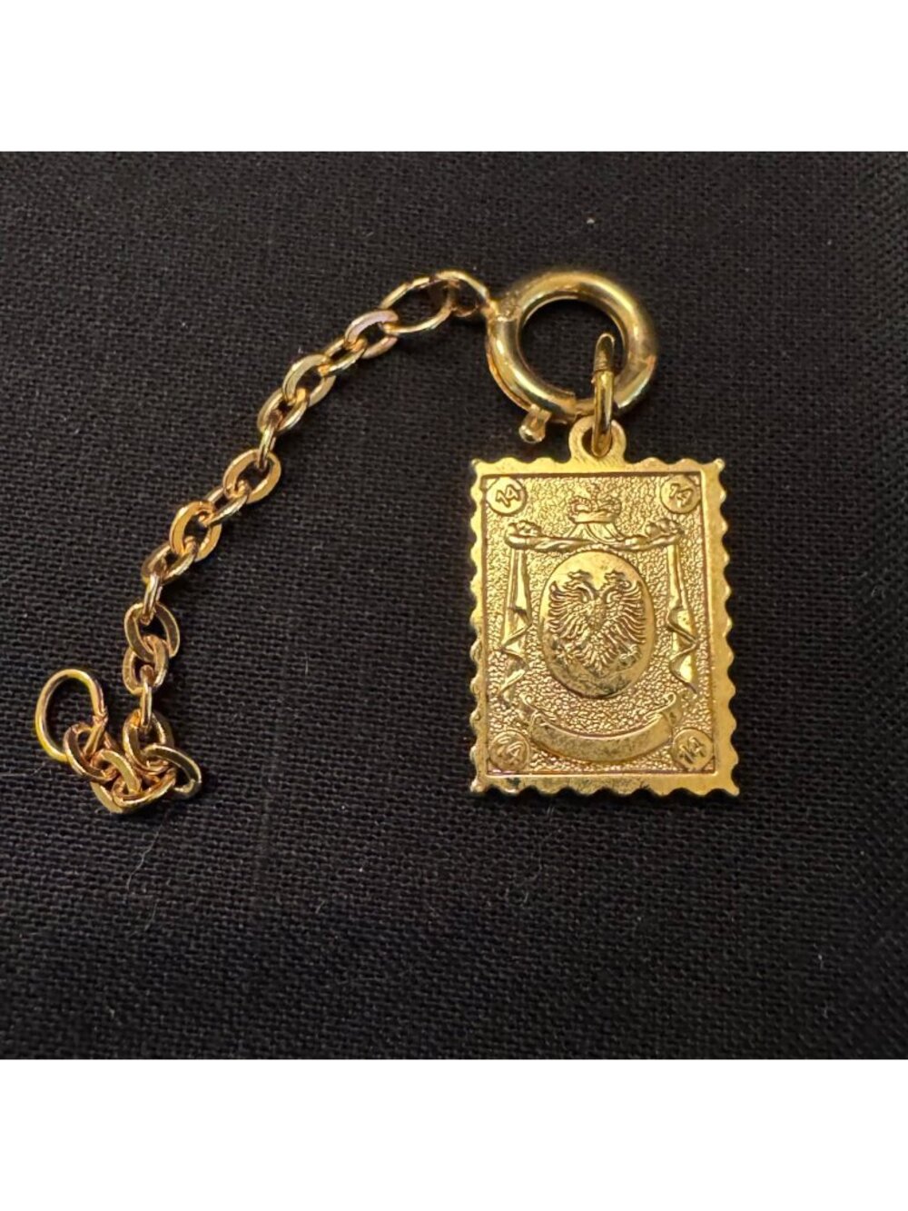 Joan Rivers Postage Stamp Charm With Extender Gold Plated 2.75" Length